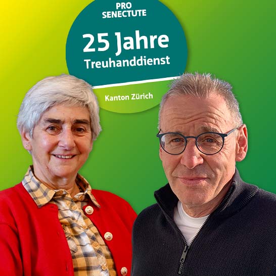 Portrait von Elisabeth Beck und Roger Rubli, Freiwillige im Treuhanddienst von Pro Senectute Kanton Zürich